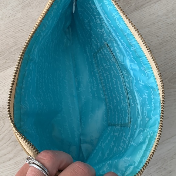 Lilly Pulitzer Southside Gold and Tan Clutch straw woven shimmer summer - Picture 10 of 12